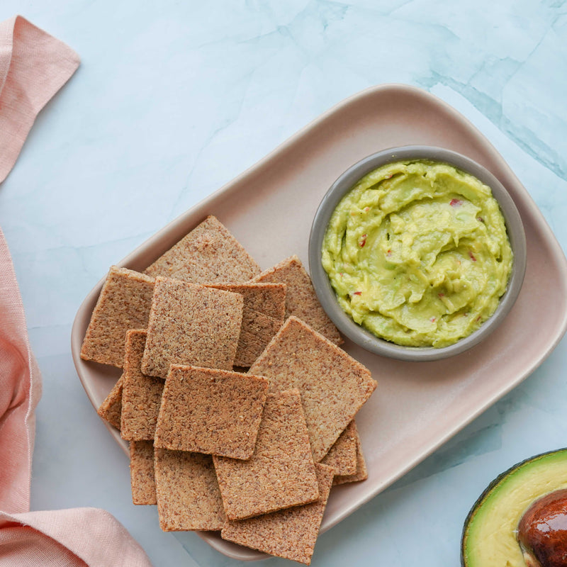 GF& Diabetec friendly crackers with Fresh Guac